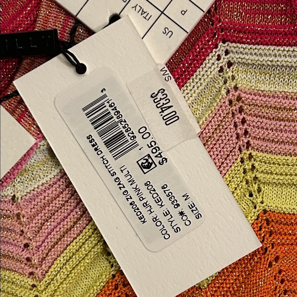 NWT Milly Women’s Vibrant Chevron Knit Fitted Dress Size Medium