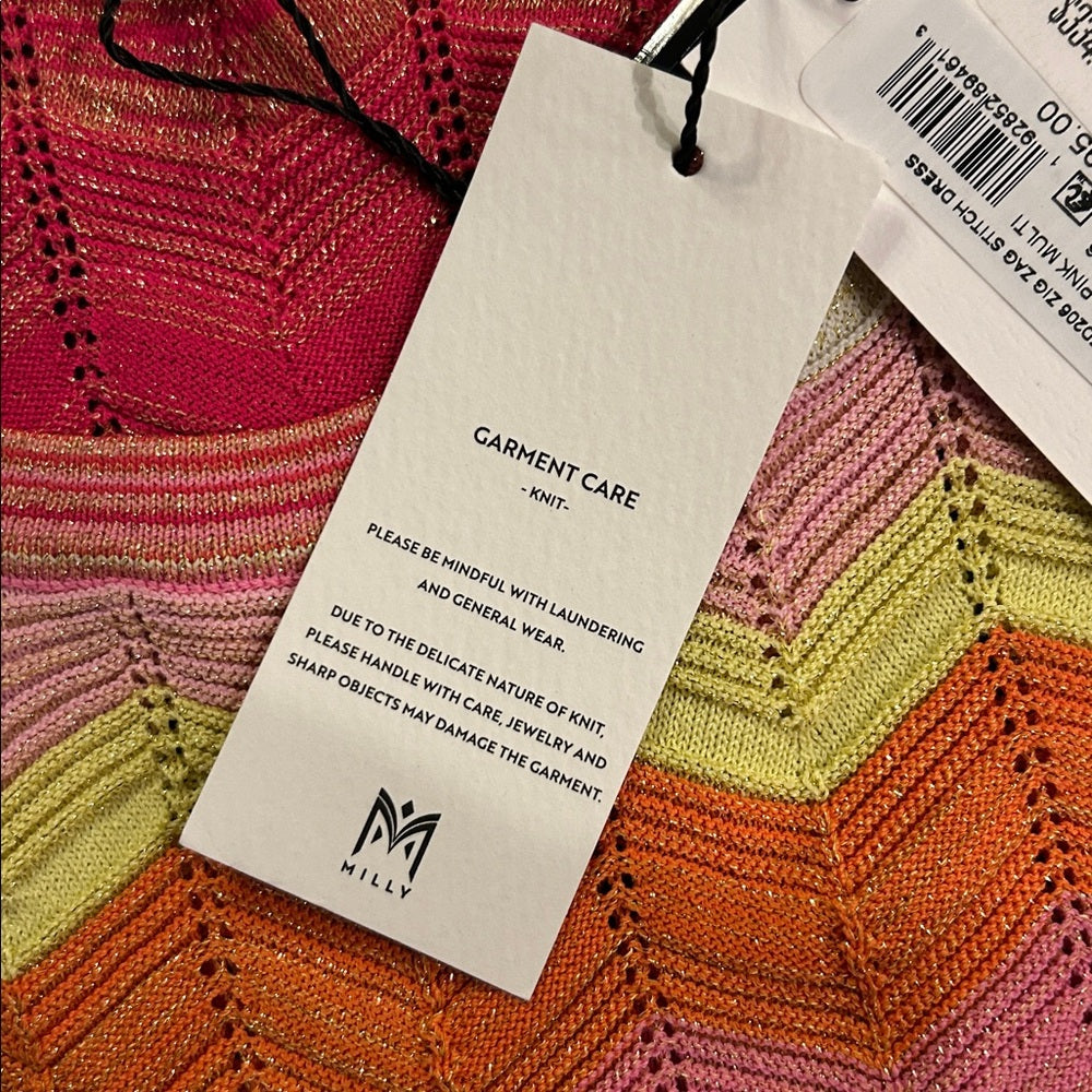 NWT Milly Women’s Vibrant Chevron Knit Fitted Dress Size Medium