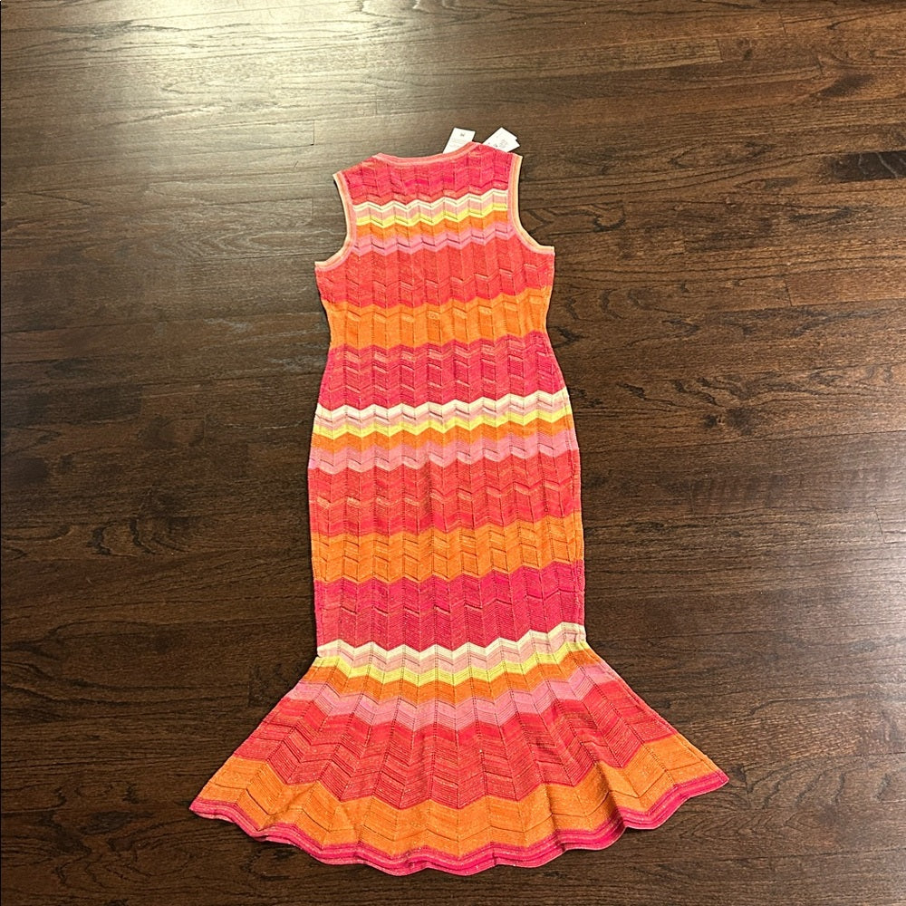NWT Milly Women’s Vibrant Chevron Knit Fitted Dress Size Medium