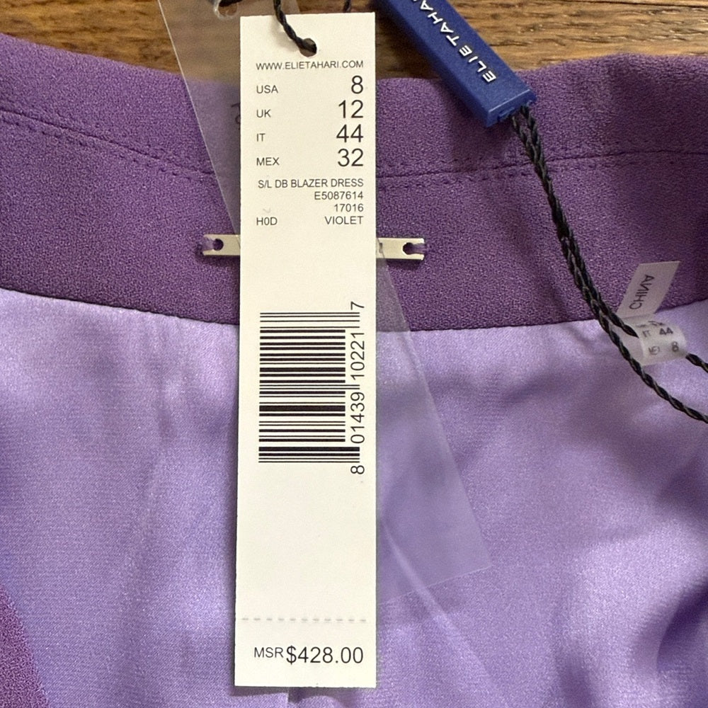 NWT Elie Tahari Lavender Sleeveless Vest Dress Size 8