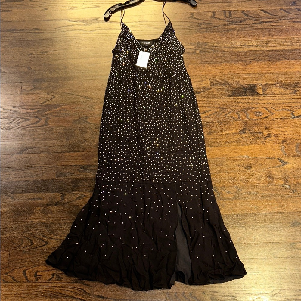 NWT Intermix Women’s Black Rhinestone Evening Gown Size 14