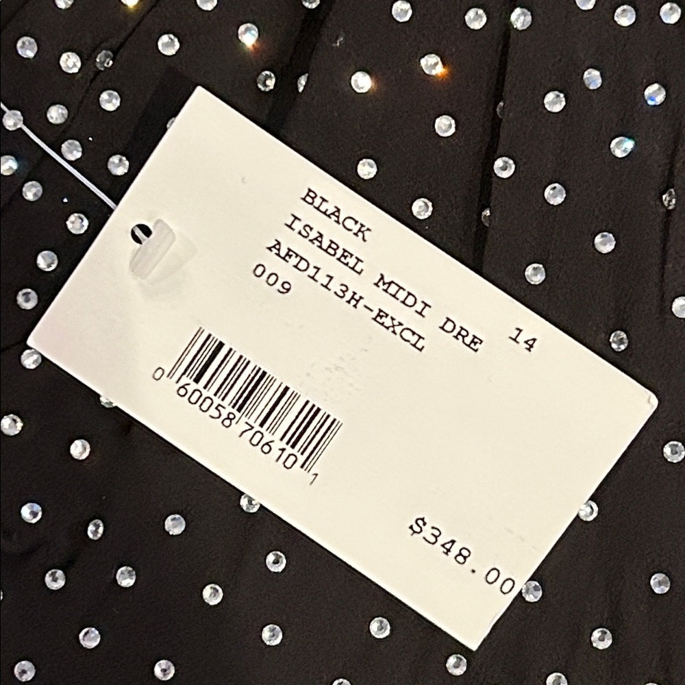 NWT Intermix Women’s Black Rhinestone Evening Gown Size 14