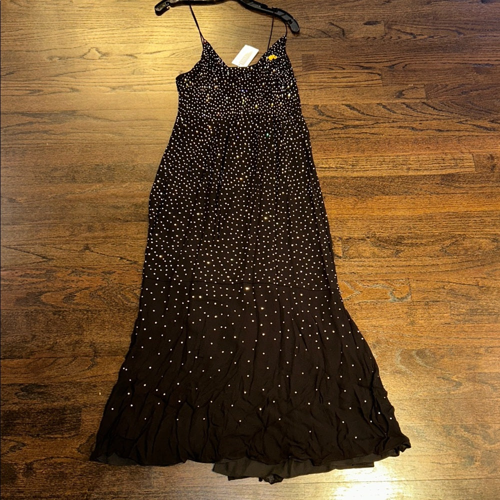 NWT Intermix Women’s Black Rhinestone Evening Gown Size 14