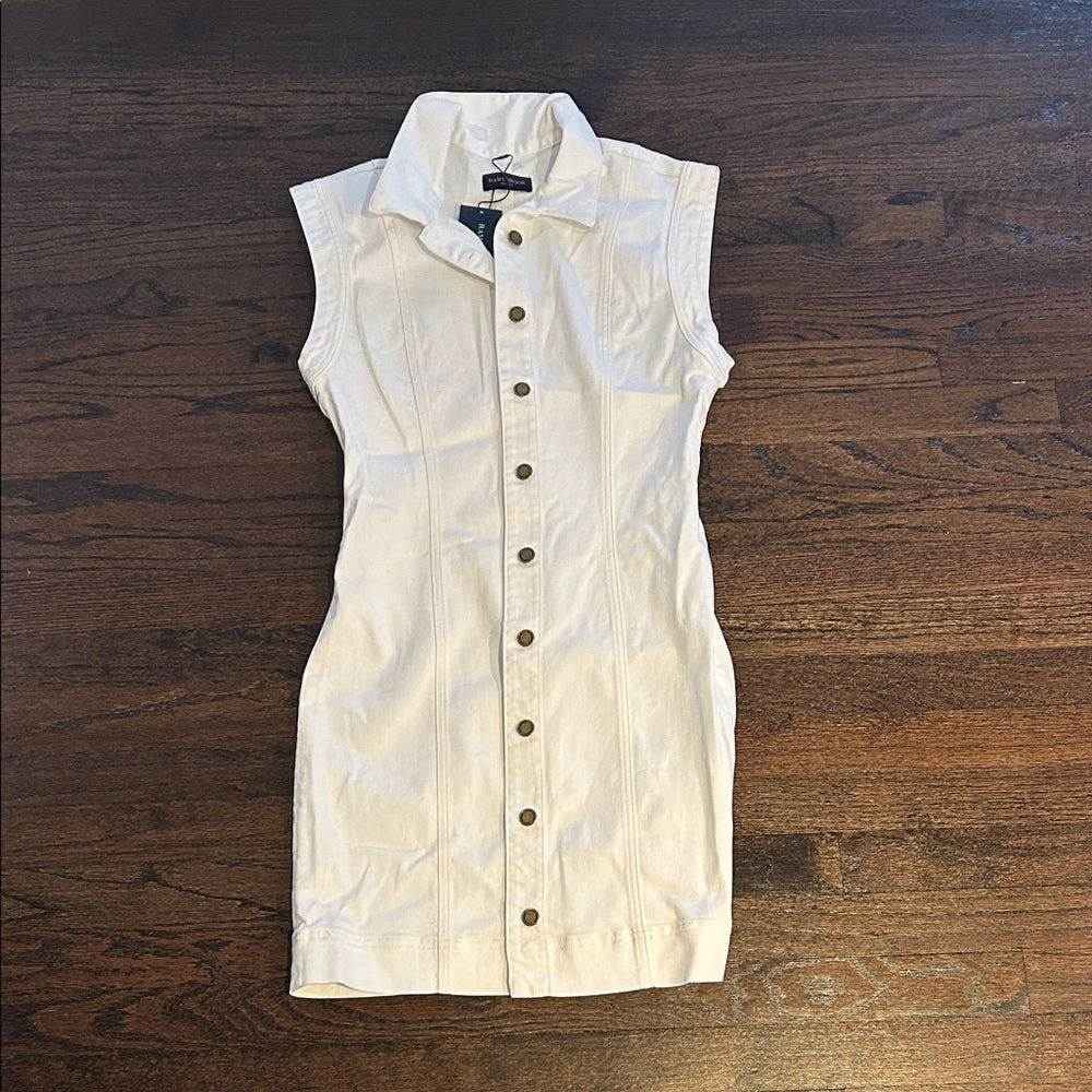 NWT Ramy Brook Women’s White Sleeveless Button-Up Dress Size 31