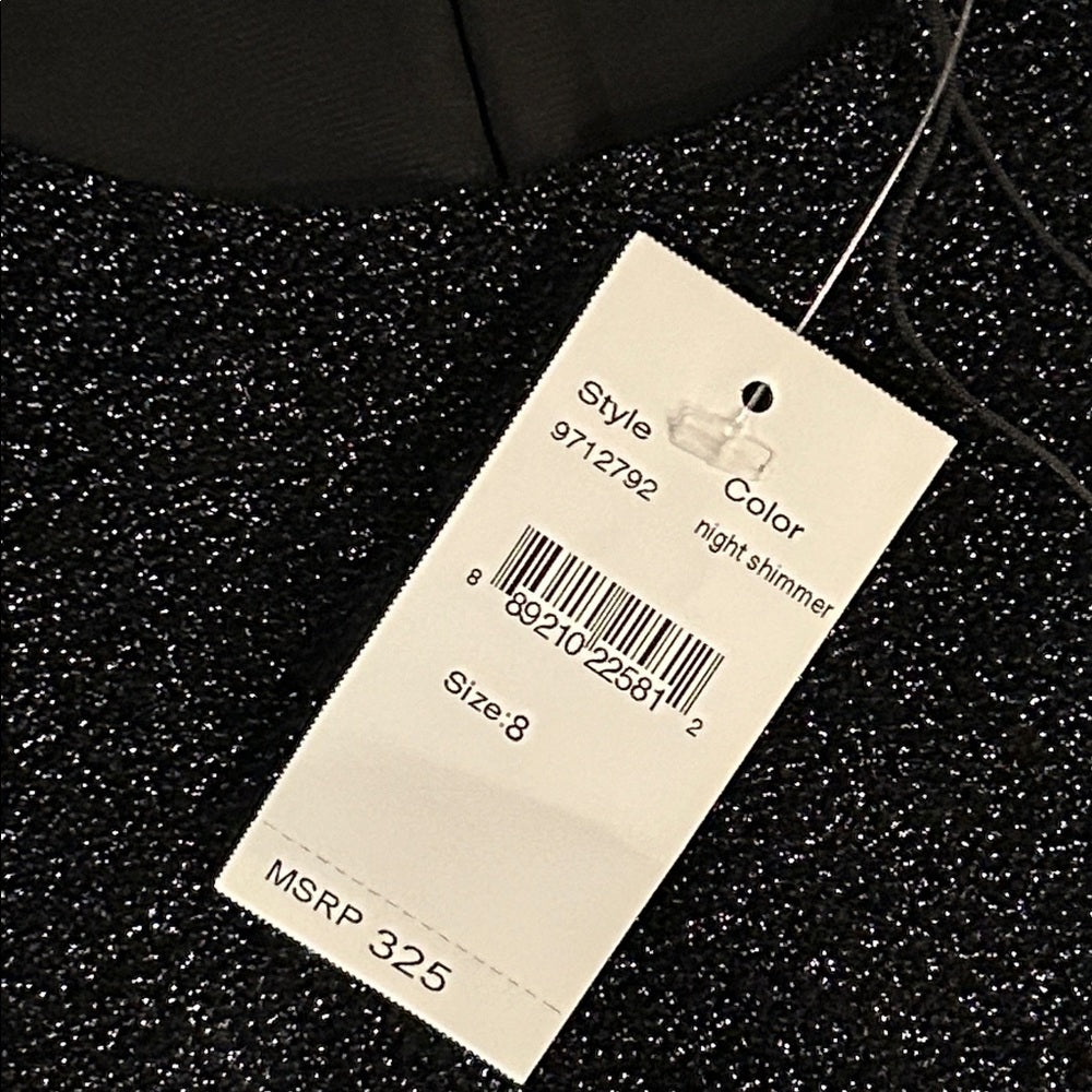 NWT Black Halo Women’s Elegant Black Sleeveless Shimmer Dress Size 8