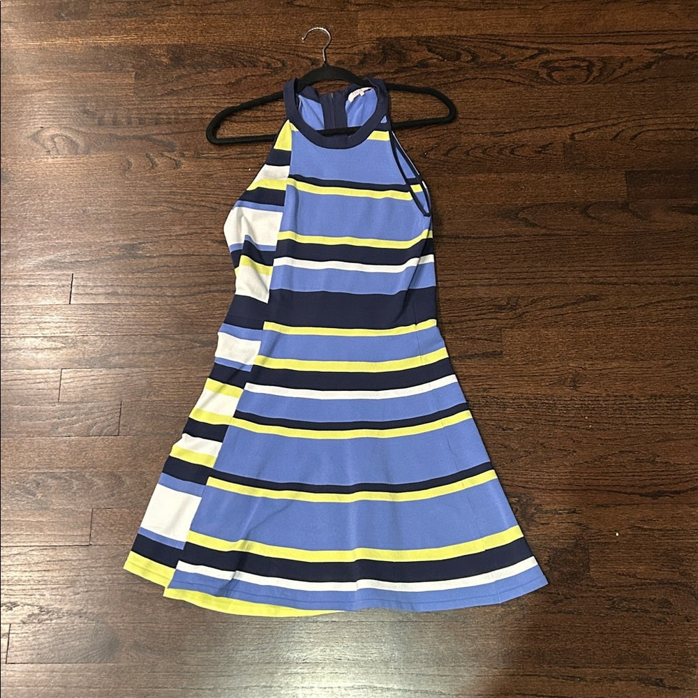 Parker Women’s Striped Halter Dress in Blue and Yellow Size Medium