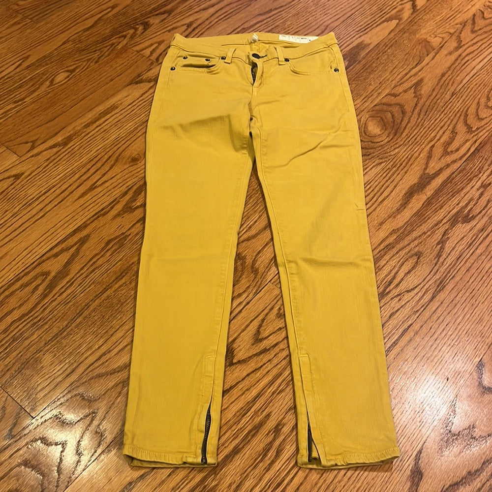 Rag & Bone Woman’s Mustard Zipper Capri Jeans Size 26
