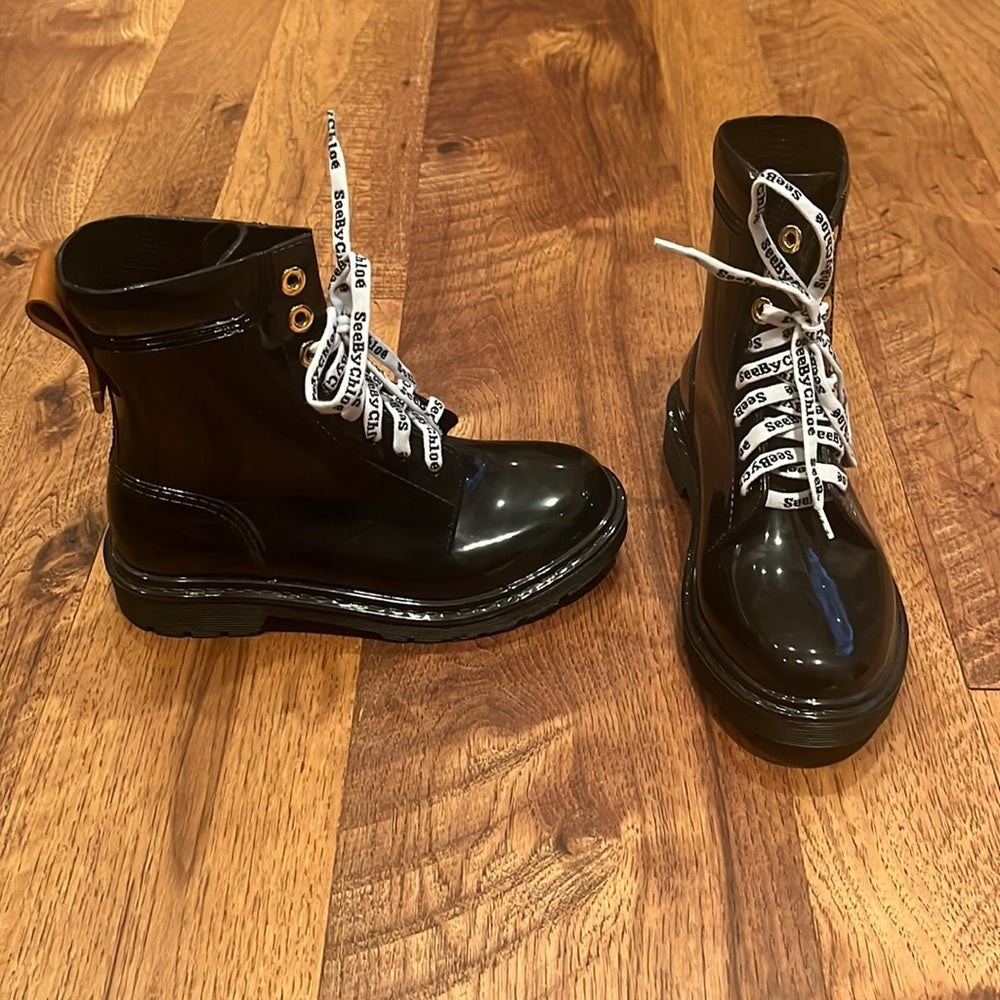 See By Chloe Woman’s Black Lace Up Boots Size 36