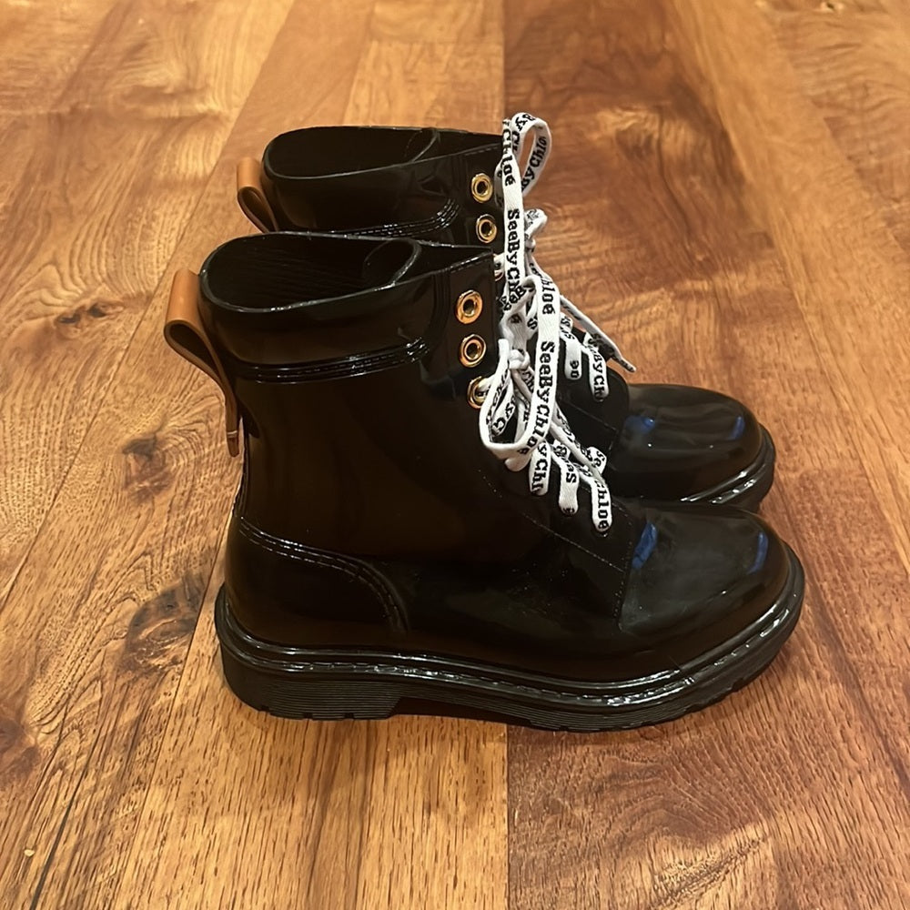 See By Chloe Woman’s Black Lace Up Boots Size 36
