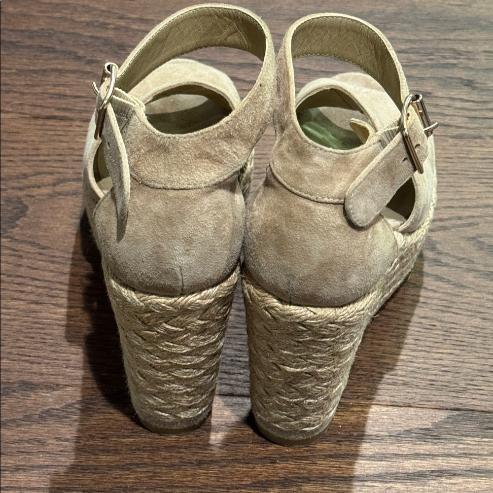 Stuart Weitzman Tan Suede Wedge Sandals Size 6