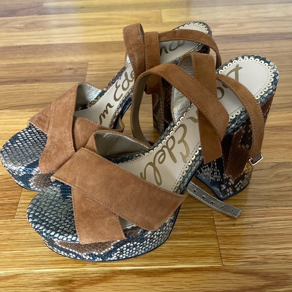 Sam Edelman Women’s Snakeskin Lace Up Heels Size 7.5