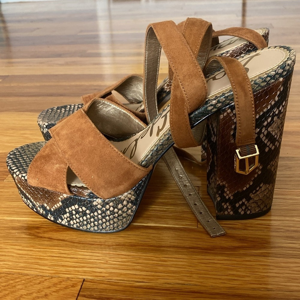 Sam Edelman Women’s Snakeskin Lace Up Heels Size 7.5