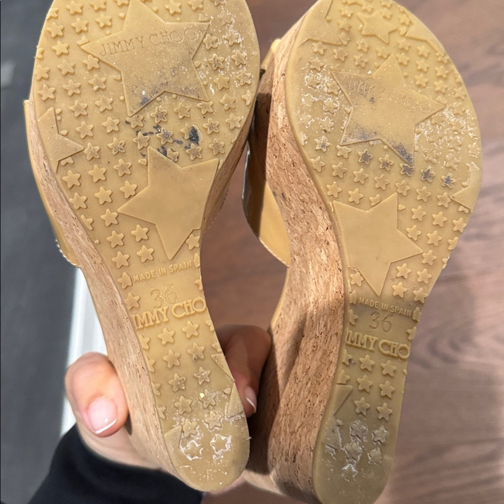 Jimmy Choo Yellow/Mustard Wedge Sandals Size 36/6