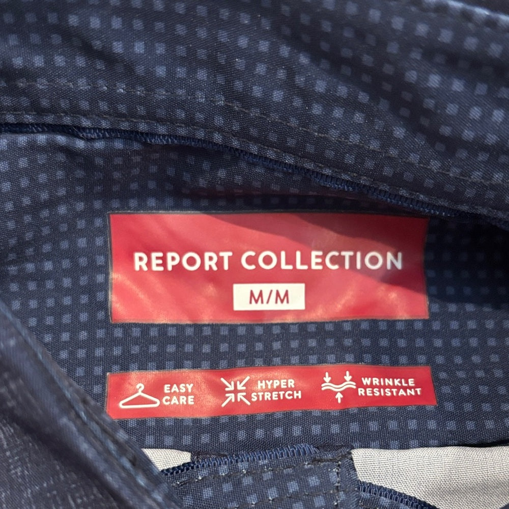 NWT Report Collection Boys Navy Casual Button-Down Shirt Size Medium