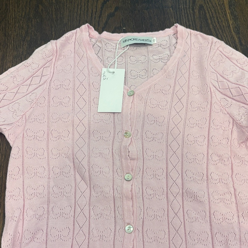 NWT Mini Dreamers Girl’s Pink Two Piece Sweater Set Size 12