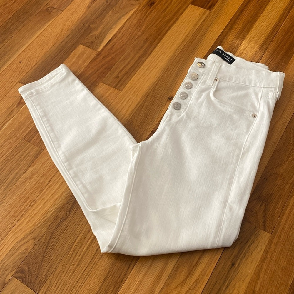 Veronica Beard Women’s White Debbie Ankle Skinny High Waisted Jeans Size 27