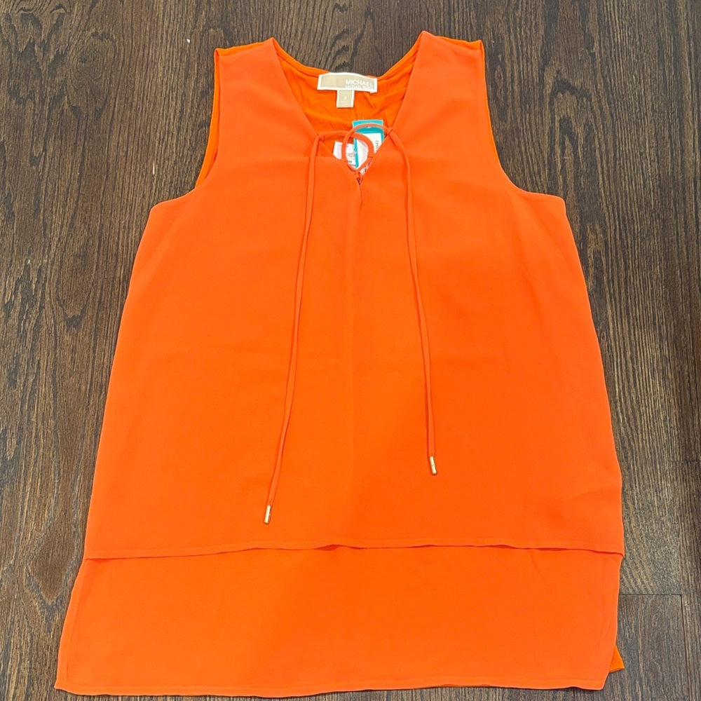 NWT Michael Kors Women’s Orange Sleeveless Blouse Size Small