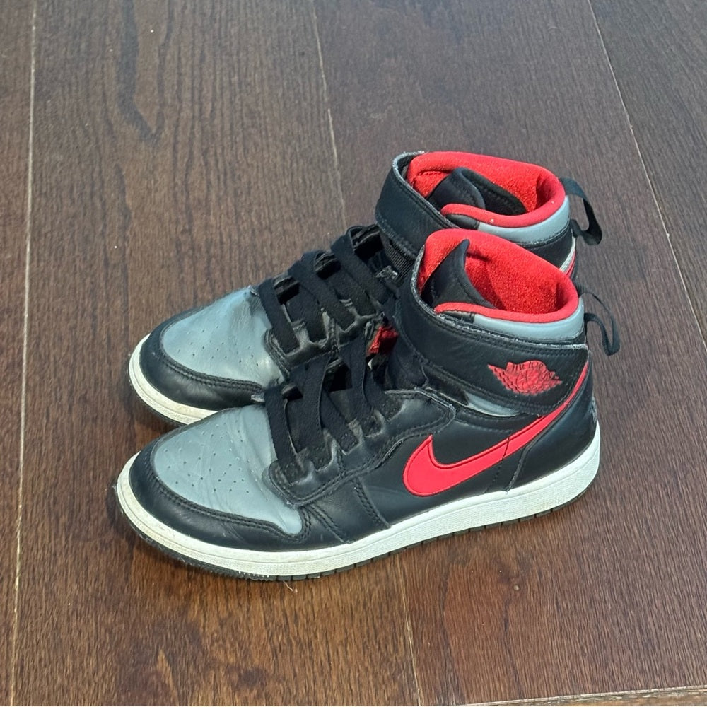 Nike Air Jordan Kids High Tops Black and Red Velcro Sneakers Size 4.5
