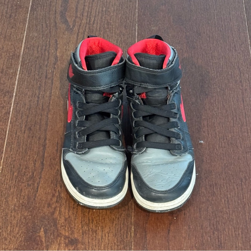 Nike Air Jordan Kids High Tops Black and Red Velcro Sneakers Size 4.5