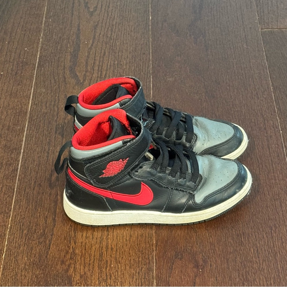 Nike Air Jordan Kids High Tops Black and Red Velcro Sneakers Size 4.5