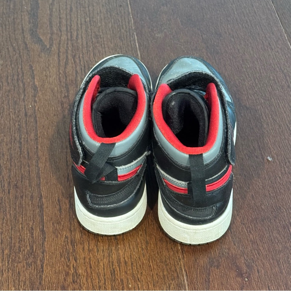 Nike Air Jordan Kids High Tops Black and Red Velcro Sneakers Size 4.5