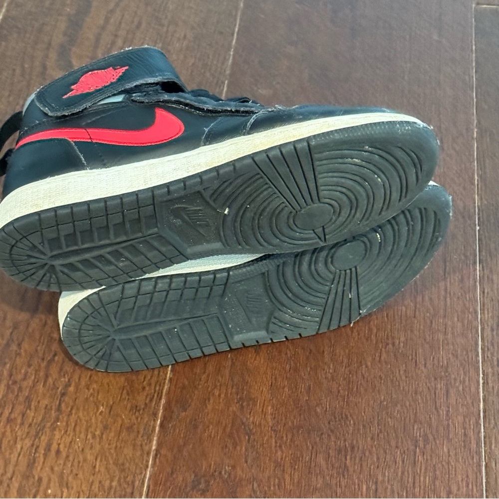 Nike Air Jordan Kids High Tops Black and Red Velcro Sneakers Size 4.5