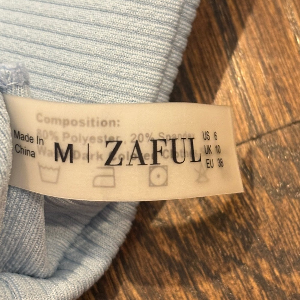NWT Zaful Women’s Sky Blue Ribbed Bikini Size 6