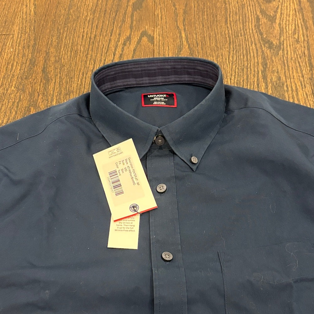 NWT UNTUCKit Men’s Dark Blue Casual Button Down Shirt Size Medium