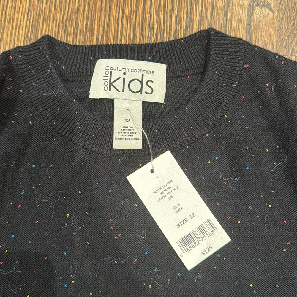NWT Autumn Casere Girls Puff Sweater Sleeve - Size 12