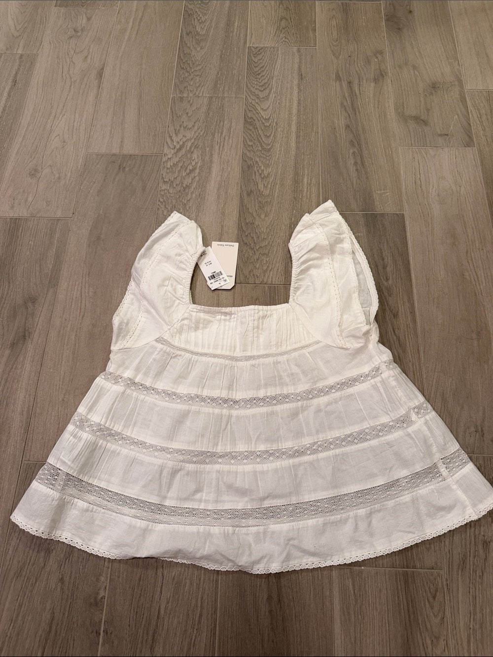 NWT Abercrombie & Fitch Woman’s White Lace-Trim Square Neck Top Size S