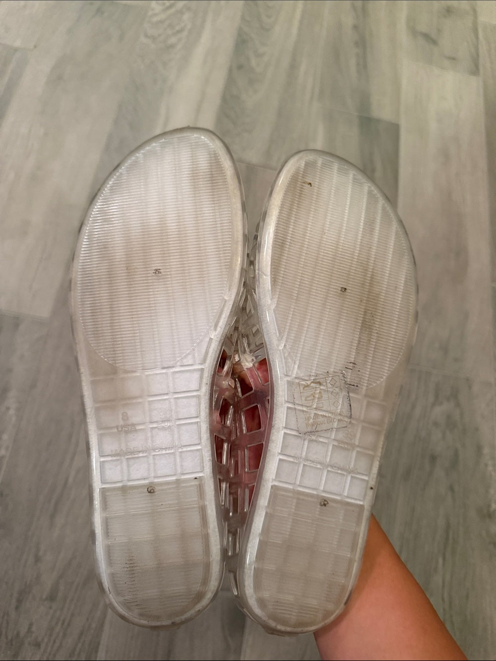 Jeffrey Campbell Woman’s Clear Silver Lattice Slip-On Shoes Size 8