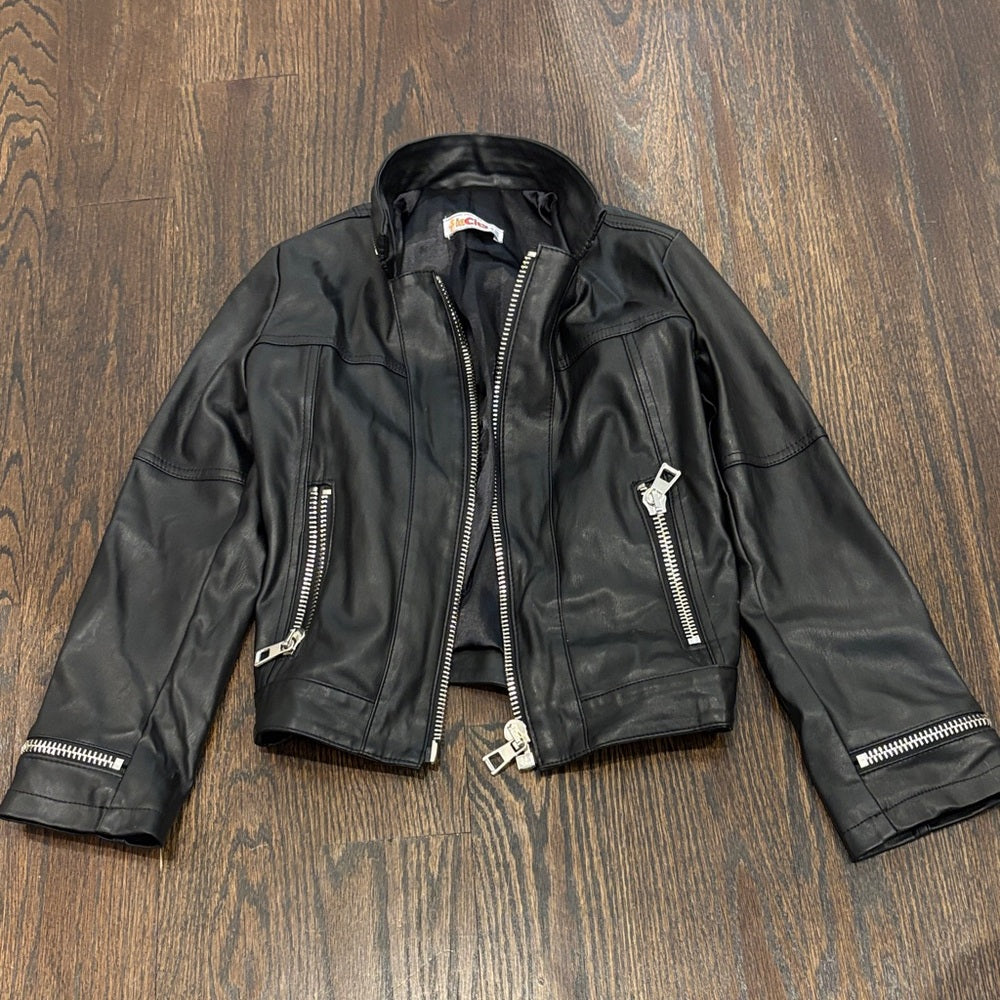 InCity Girl’s Stylish Black Leather Jacket Size 9/10