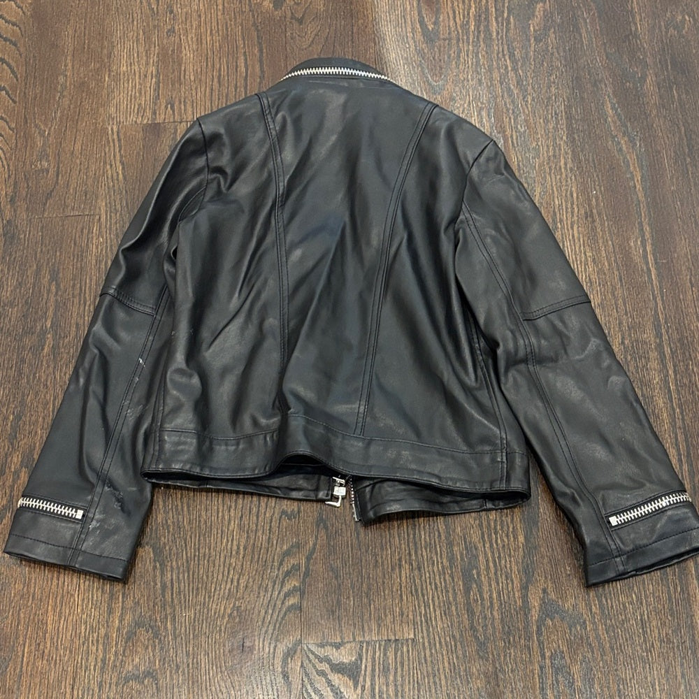 InCity Girl’s Stylish Black Leather Jacket Size 9/10