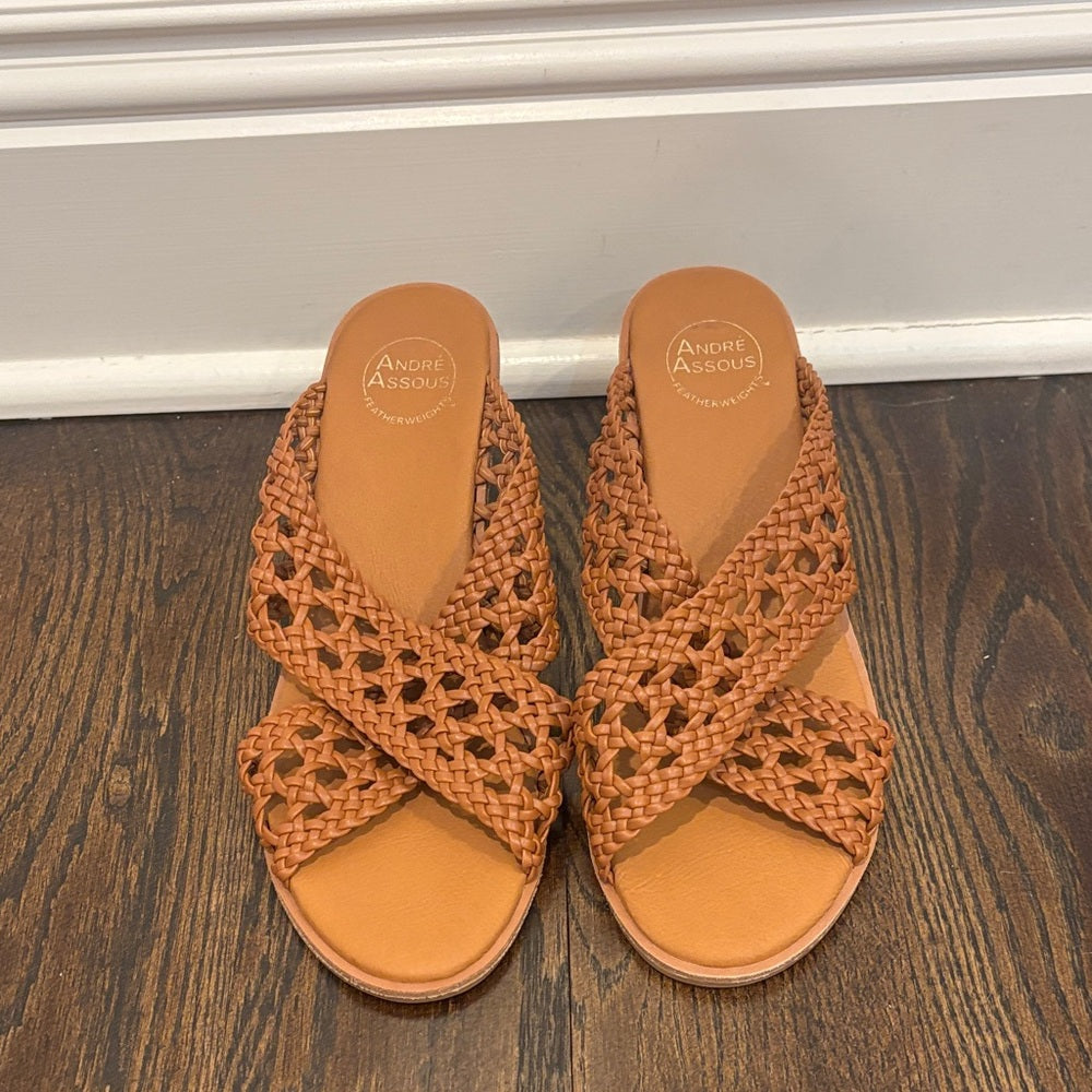 Andre Assous Women's Platform Brown Braided Sandals Size 10