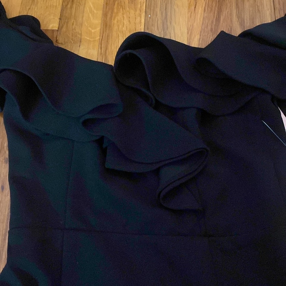 NWT Sunset + Spring Women’s Black Dress With Ruffle Detailing Size XS