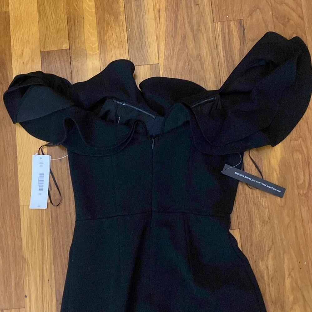 NWT Sunset + Spring Women’s Black Dress With Ruffle Detailing Size XS