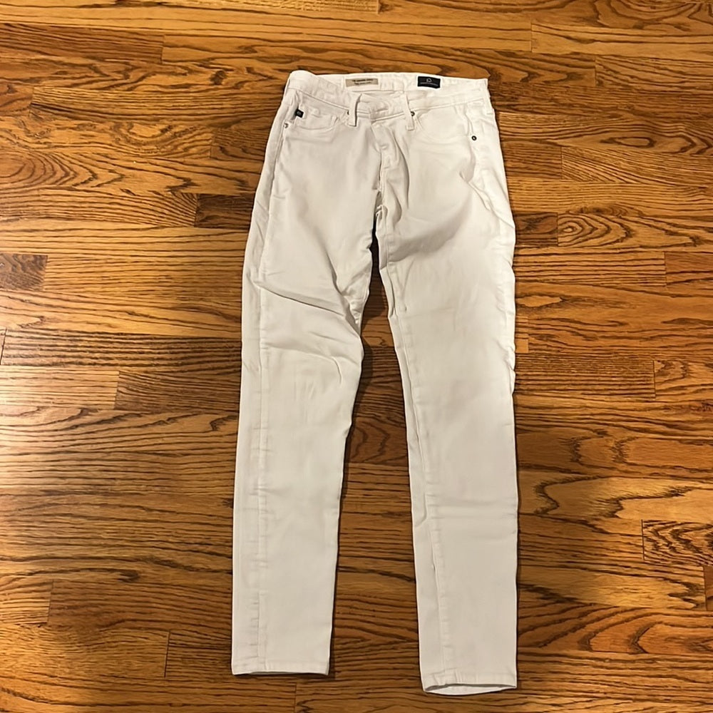 AG Adriano Goldschmied Woman’s White Legging Ankle Super Skinny Jeans Size 26R