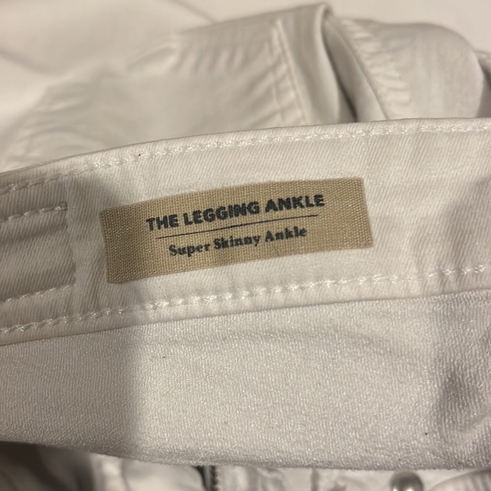 AG Adriano Goldschmied Woman’s White Legging Ankle Super Skinny Jeans Size 26R