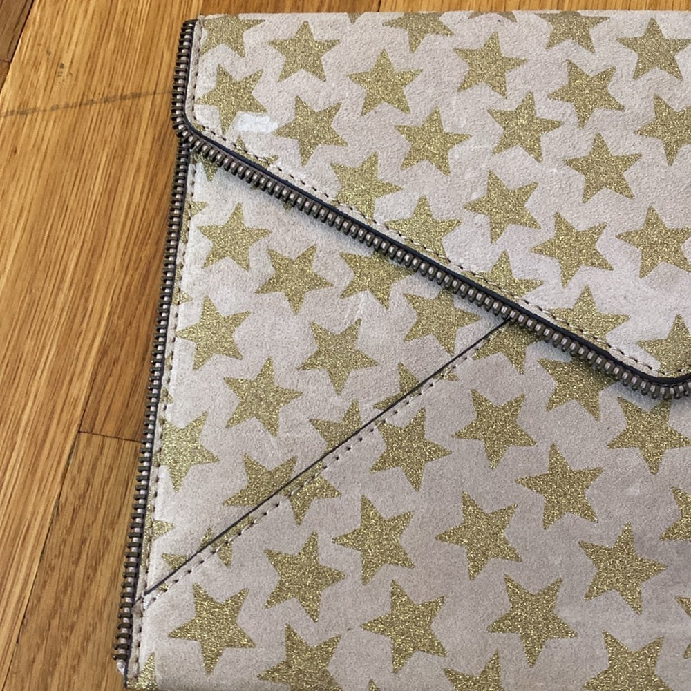 Rebecca Minkoff Women’s Tan Clutch With Gold Stars OS