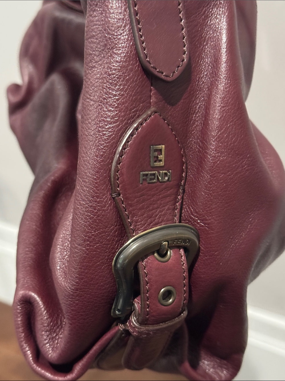 Fendi Women's Borsa Doctor Hobo Leather Deep Plum Bag