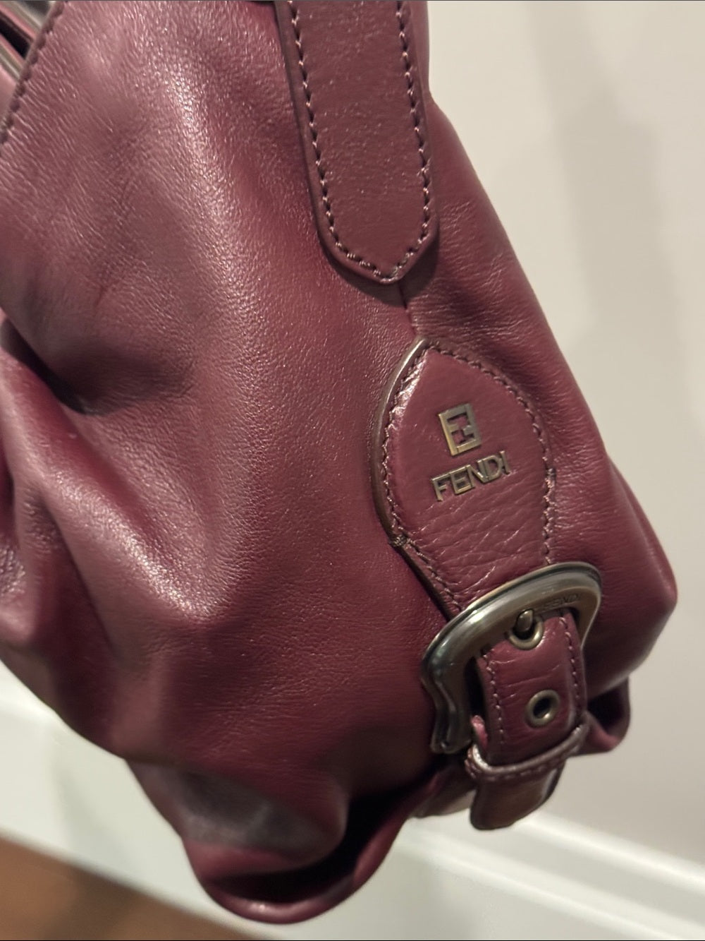 Fendi Women's Borsa Doctor Hobo Leather Deep Plum Bag