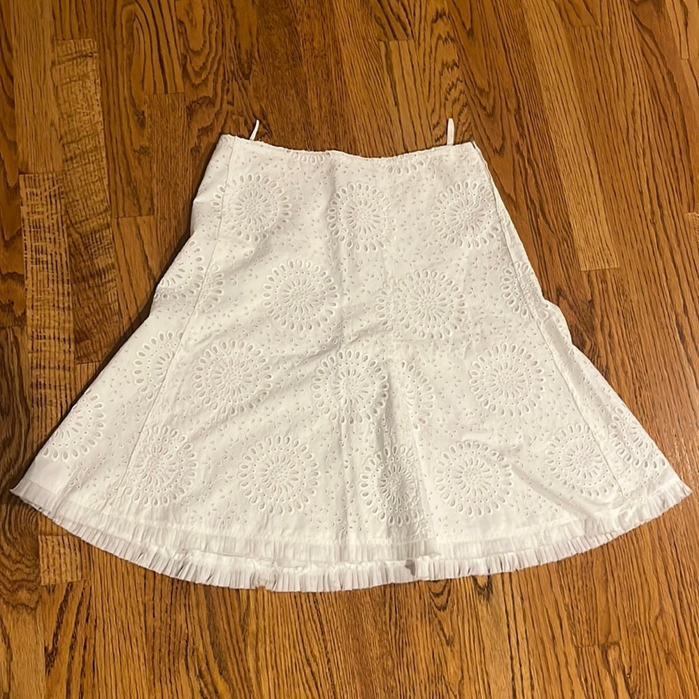 Prada Woman’a White Eyelet Skirt Size 42
