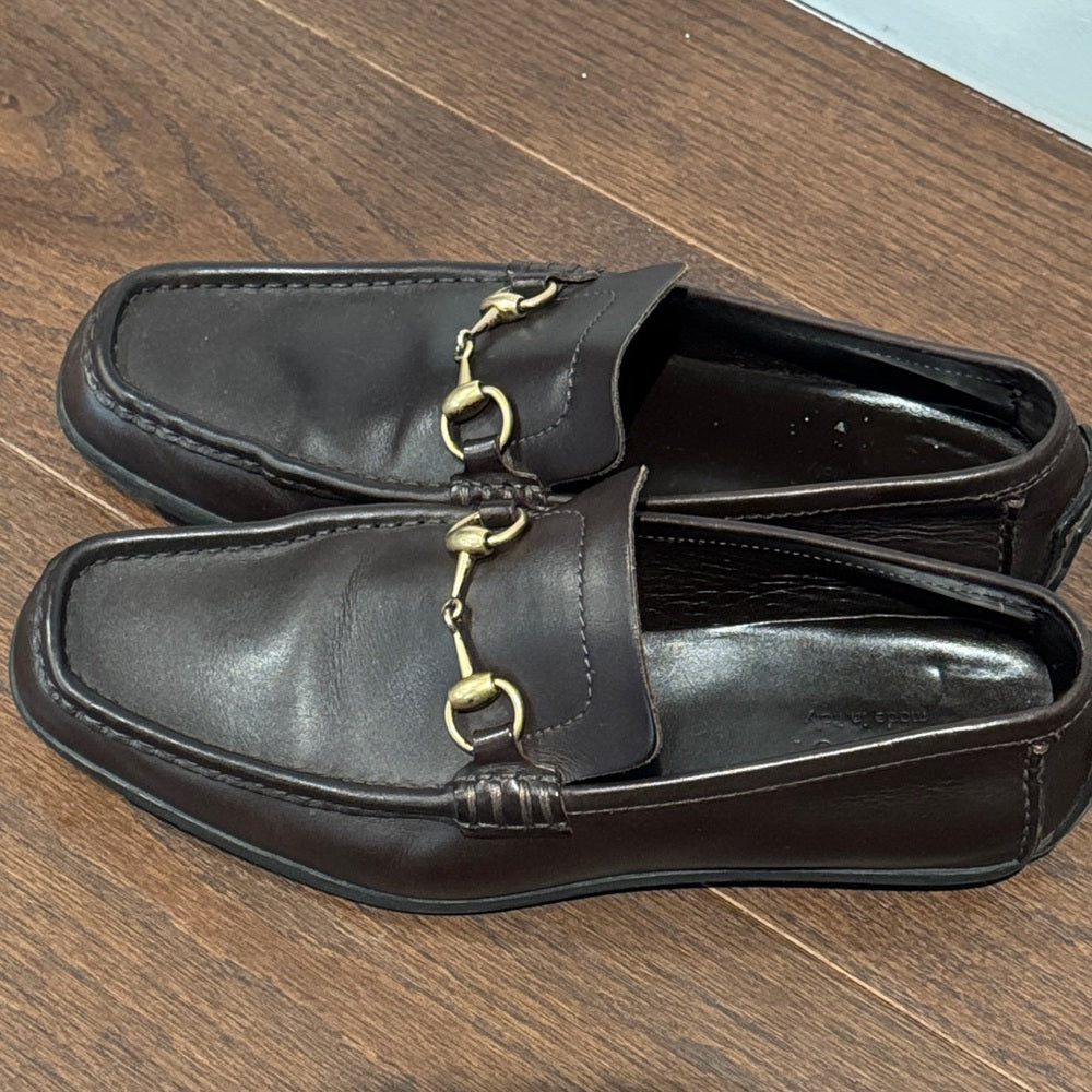 Gucci Men's Brown Leather Horsebit Loafers Classic Slip-On Dress Shoes Size 9.5