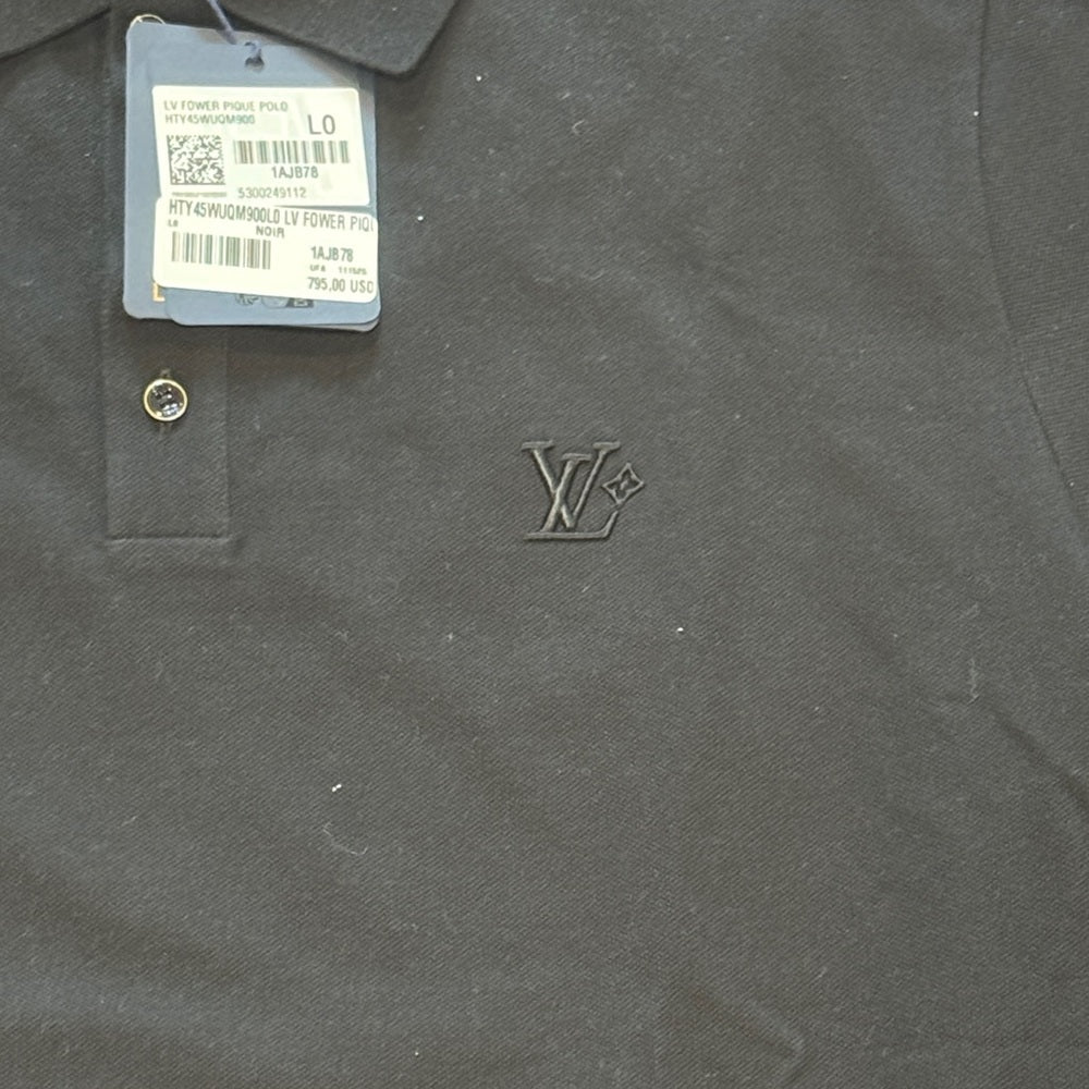NWT Louis Vuitton Men's Black Polo Shirt with Subtle Embroidered Logo Size Large