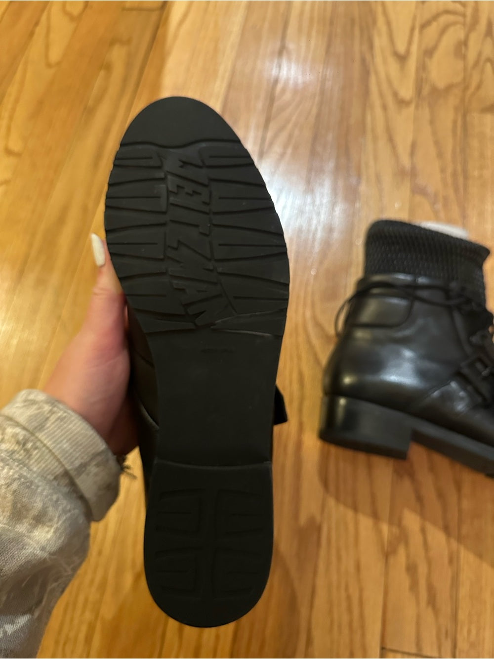 Stuart Weitzman Women’s Black Nappa Stitch Work Combat Boots Size 8