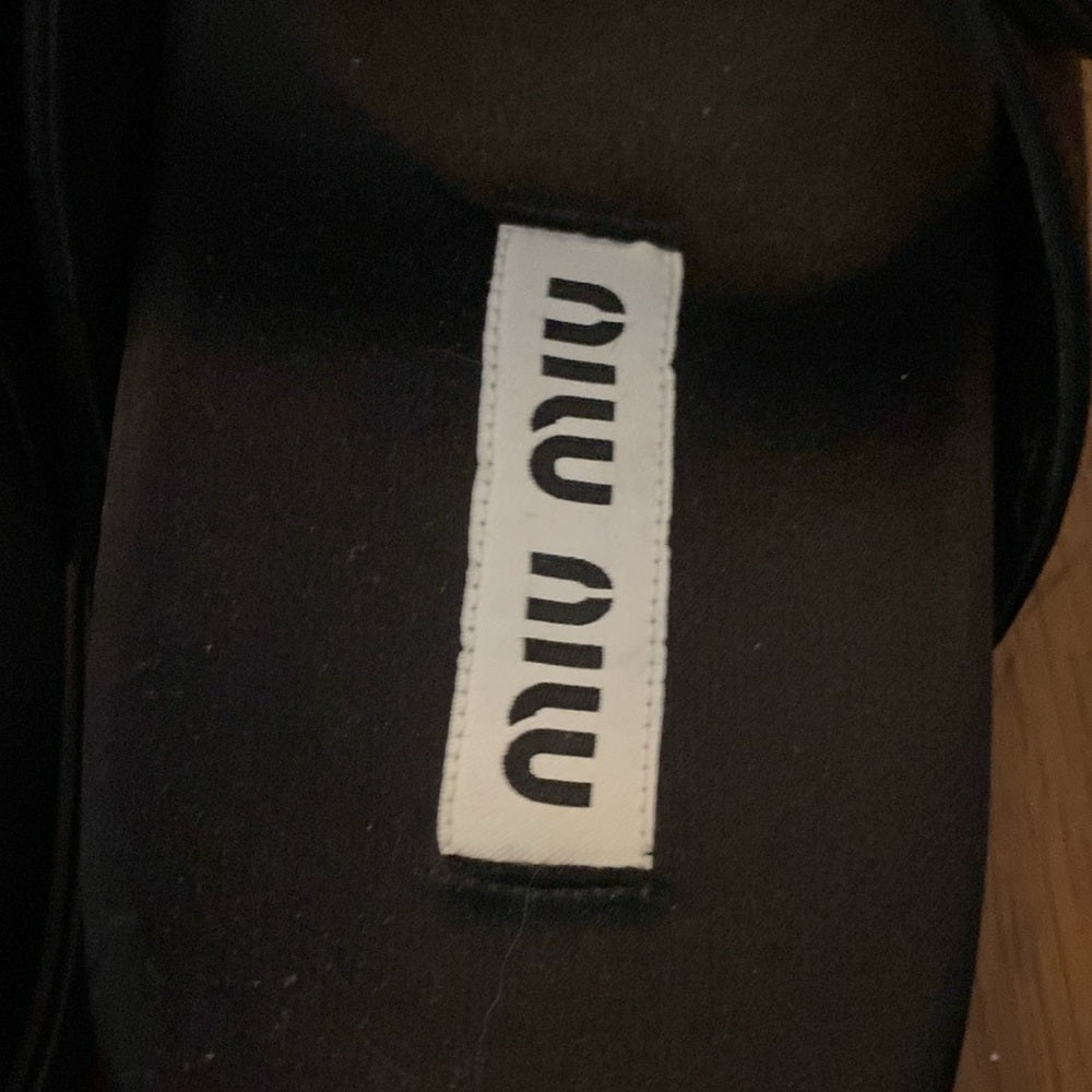 Miu Miu Women’s Black Sandals With Rhinestone Detailing Size 36.5