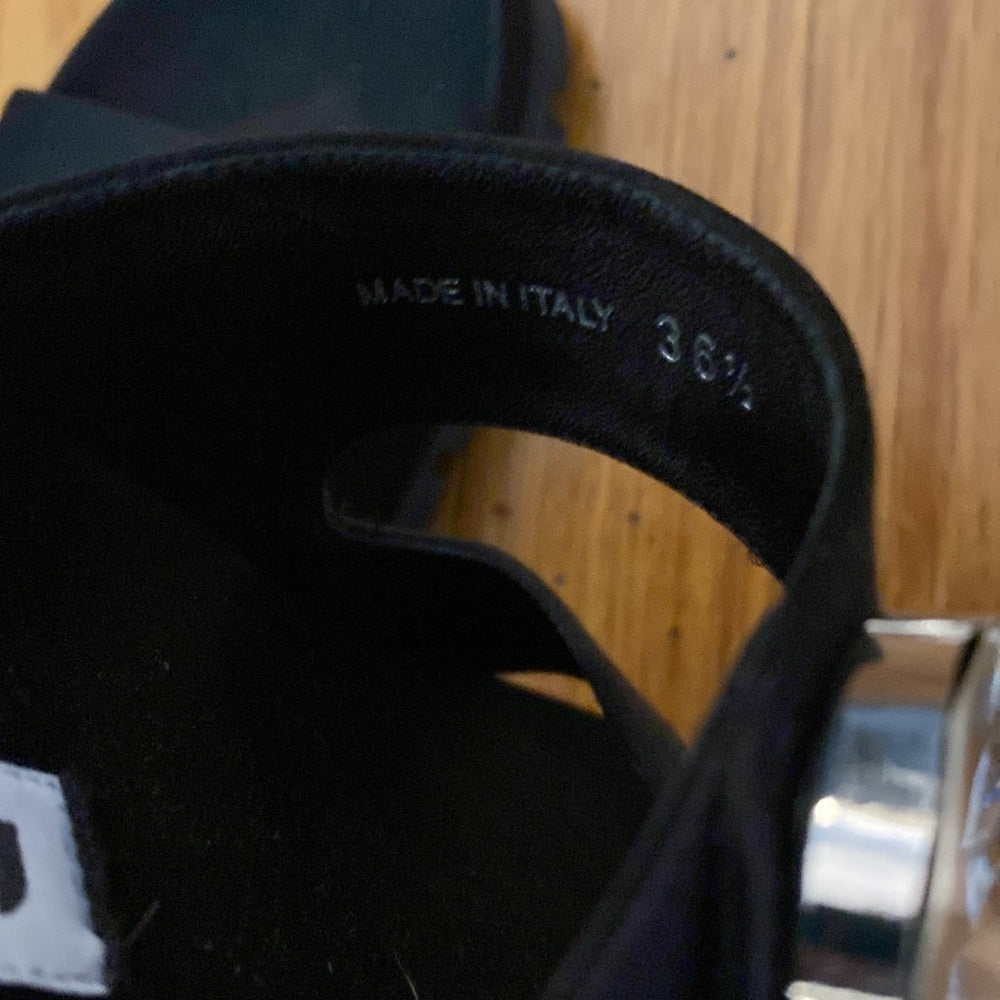 Miu Miu Women’s Black Sandals With Rhinestone Detailing Size 36.5