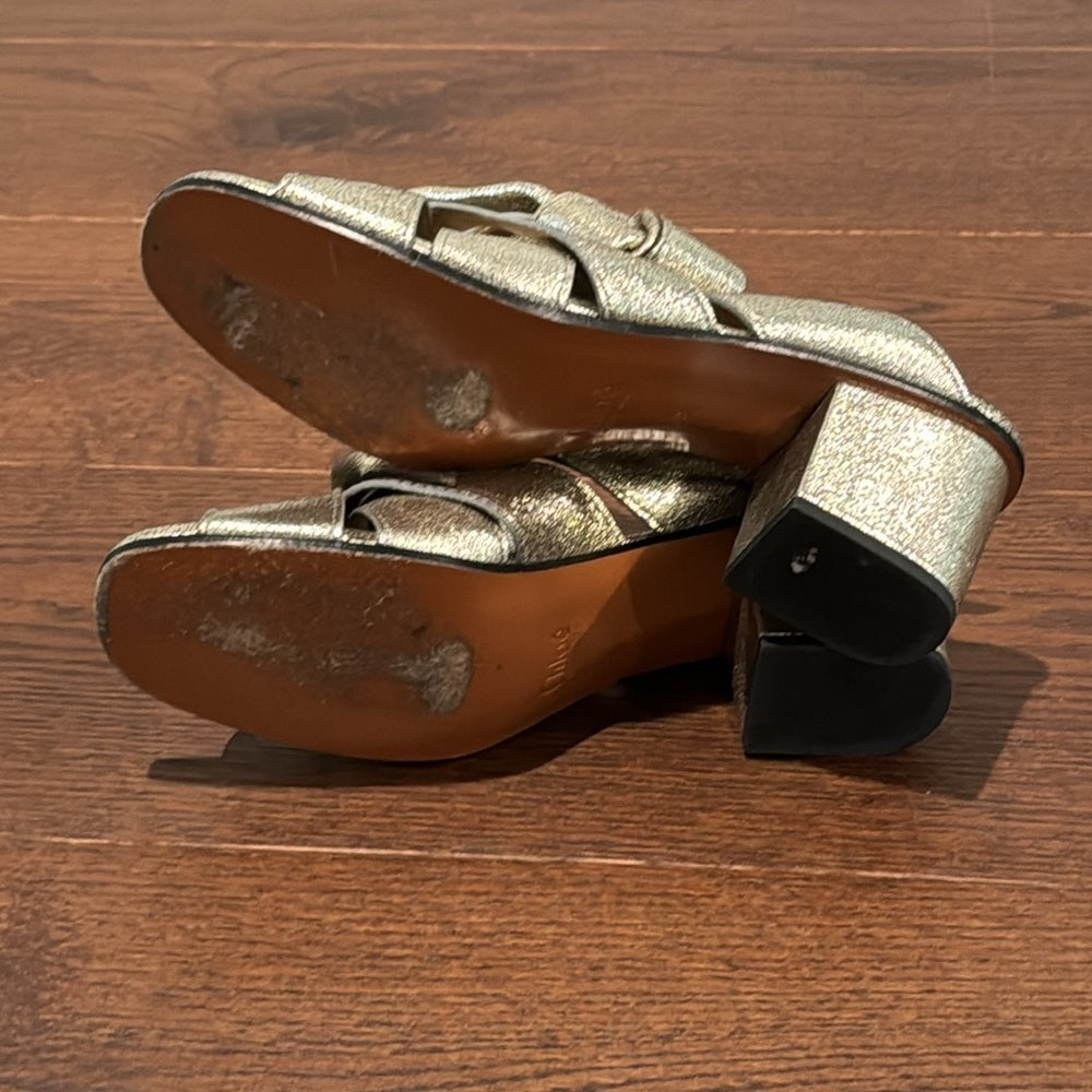 Chloe Women’s Grey Glitter Sandals Size 39/9