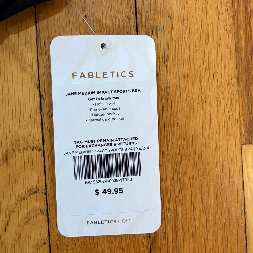 NWT Fabletics Black and White Sports Bra Size XS