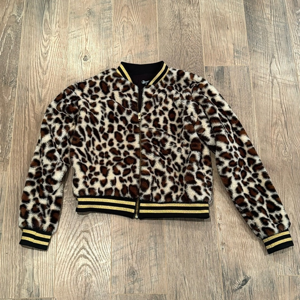 Flower’s By Zoe Girl’s Cheetah Print Fuzzy Jacket Size XL